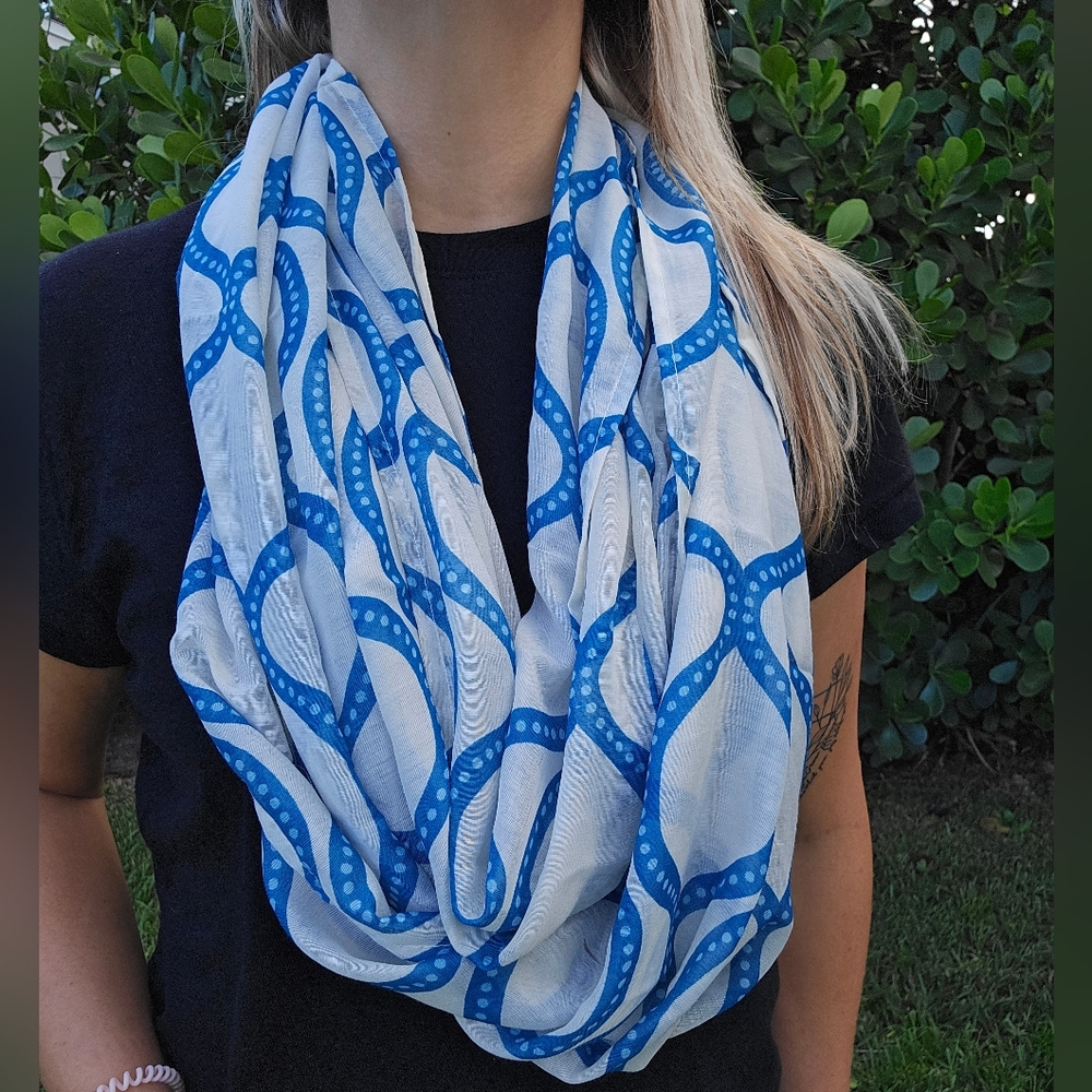 Full Circle Exchange Blue White Infinity Scarf Fair Trade NWOT